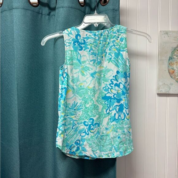 Lilly Pulitzer Sleeveless Silk Blouse Blue & White Size XXS - Picture 2 of 6